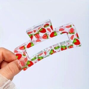 Hair Clip Strawberry Fashion Fruit Print Transparent Summer Picnic Vibes New